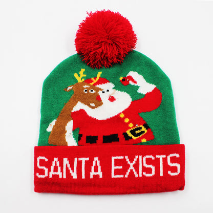 Korean Internet Celebrity Style Snowflake Christmas Hat, Warm and Cold-Proof Women's Knitted Hat with Pom-Pom, Ear-Protecting Yarn Hat, Light Luxury Style