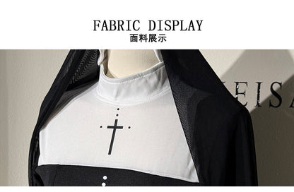 2025 New Halloween Adult Sexy Nun Cross Nurse Carnival Cosplay Costume