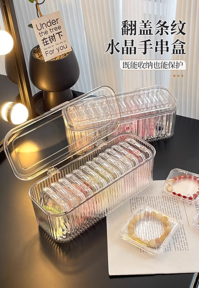 Acrylic Storage Box Jewelry Drawer Bracelet Storage Crystal Necklace Multi-lattice Jewelry Box Portable Anti-oxidation Bracelet