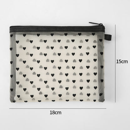 Bei Lian small size mesh cosmetic bag portable flocking cosmetic storage bag love fashion lipstick storage bag wholesale