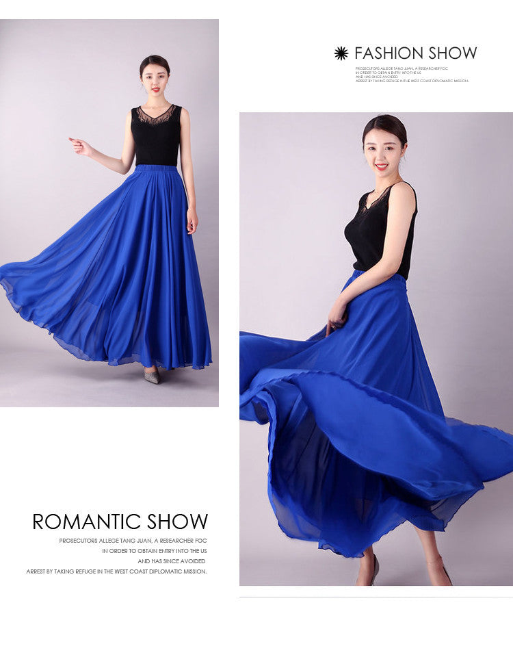 720 Degree Double Layer Large Swing Skirt Chiffon Classical Dance Ethnic Dance Skirt Dance Long Skirt Square Dance Practice Xinjiang Dance