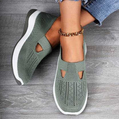 Women's Shoes Cross-Border Large Size Casual Shoes Fly-Knit Breathable Shoes Women's Lightweight and Comfortable Mesh Shoes Soft Sole Shallow Shoes