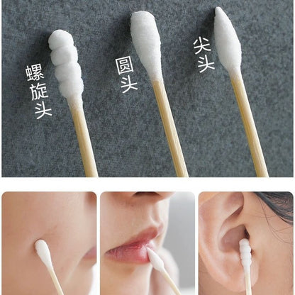 Cotton Swabs Double-Ended Boxed Bagged Disposable Cotton Swabs for Makeup Ear Removal Household Pointed Round Bamboo Swabs Cotton Balls