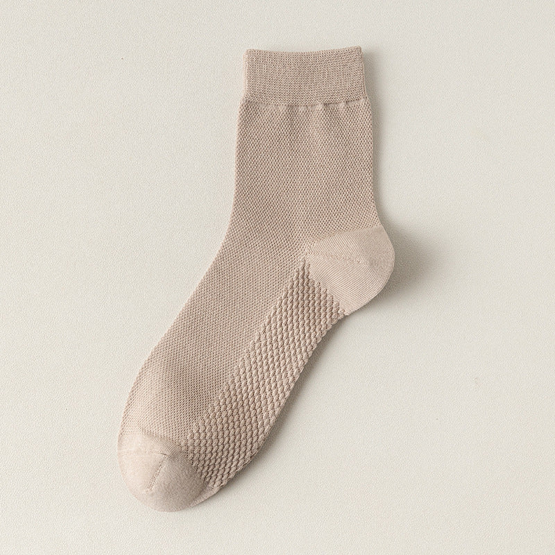 Zhuji socks men's mid-tube socks summer ultra-thin deodorant summer business spring and summer mesh stockings breathable sweat absorption