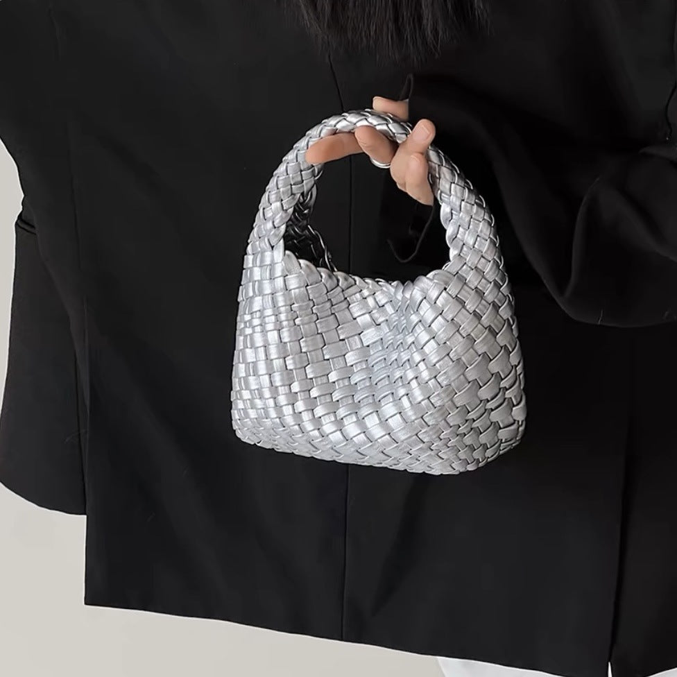 PU handmade woven bag summer high-end niche design women's bag handbag shoulder bag vegetable basket Ins bag