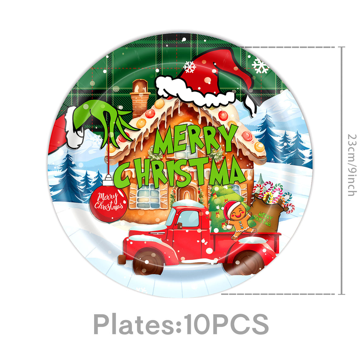 Cross-Border New Product Christmas Grinch Theme Party Decoration Flag Cartoon Party Supplies Tableware Christmas Decoration
