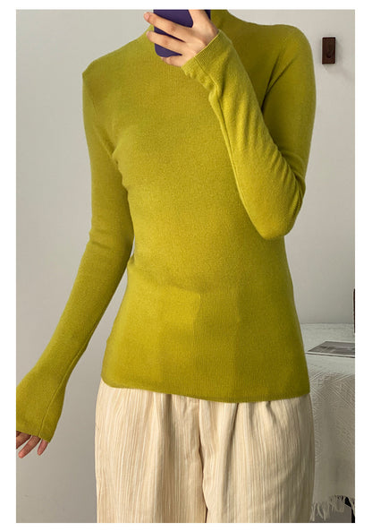 Machine Washable 100% Superfine Wool Sweater for Women Autumn and Winter New Loose Half Turtleneck Knitted Bottoming Sweater for Women