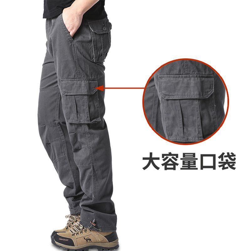Spring and Autumn Cotton Crane Pants Foreign Trade Plus Size Pants Site Work Pants Men's Multi-Pocket Wear-Resistant Casual Pants