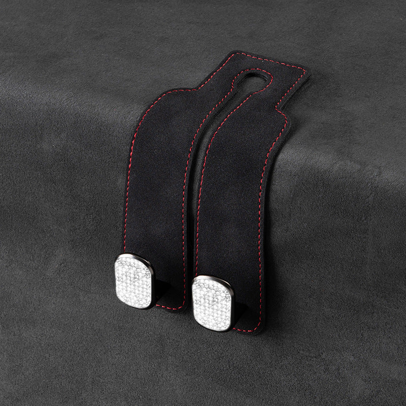 Car rear seat storage small hook turned leather zinc alloy ABS car double hook