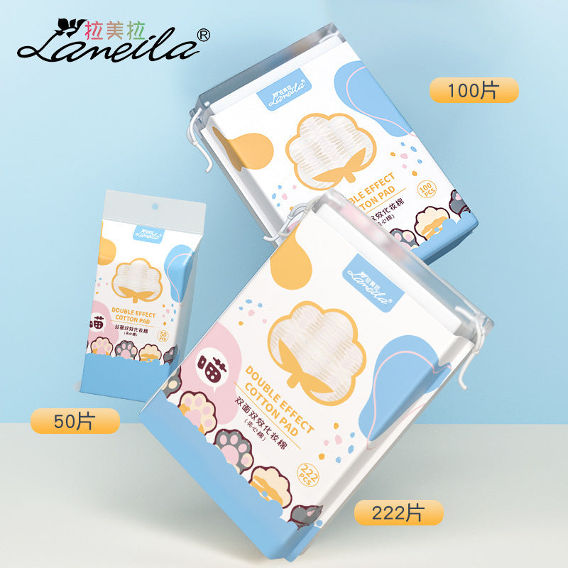 Lmltop New 222-Piece Sandwich Makeup Remover Cotton Cartoon Cat Claw Double-Sided Thickeneded Makeup Cotton Stretch Cotton Wet Compress Cotton