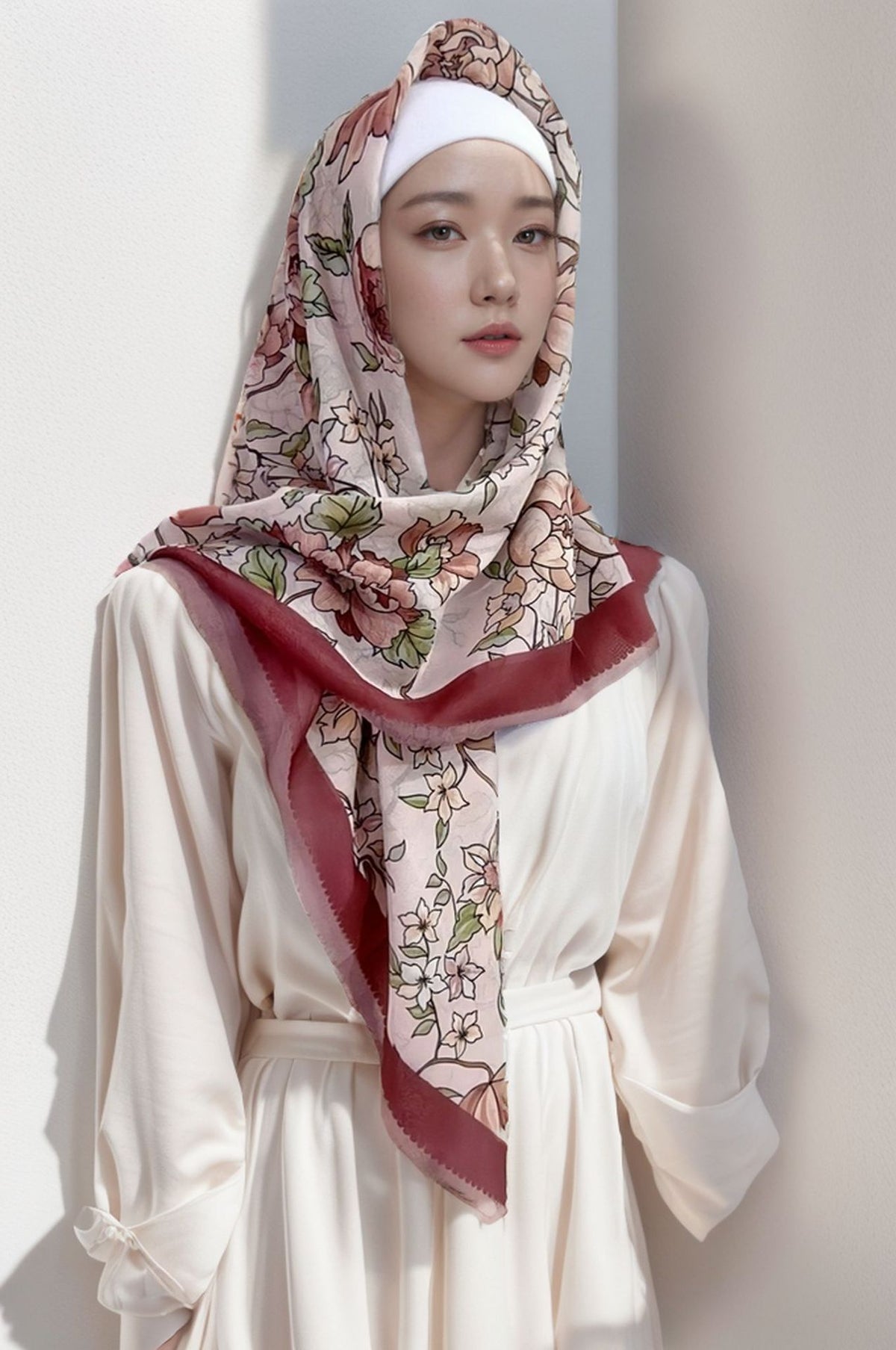 Cross-Border New Product Voile Print 110 Square Scarf Classic Lace Scarf Turban Malaysian Shawl