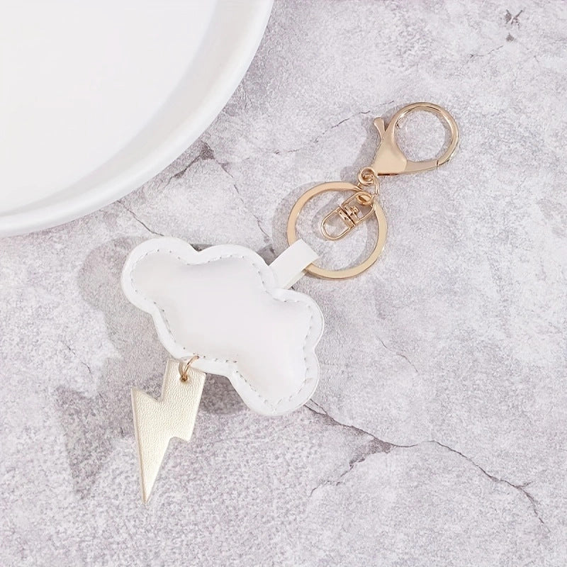 Ins Wind Cloud Lightning Summer Panda Giraffe Fruit Pu Printed Leather Pendant Keychain Bag Hanging