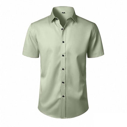 Solid Color Amazon Stretchy Plus-Size Men's Long-Sleeve Shirt, Men's Fashion Shirt, Slim Fit Outerwear