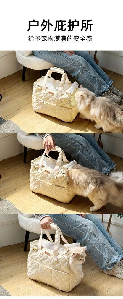 Cat Bag Outgoing Portable Breathable Shoulder Breathable Small Dog Bag Portable Lightweight Canvas Cat Pet Crossbody Backpack
