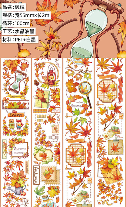 New pet Journal tape flower special material autumn letter simple full roll material shell optical flow hemp Journal tape