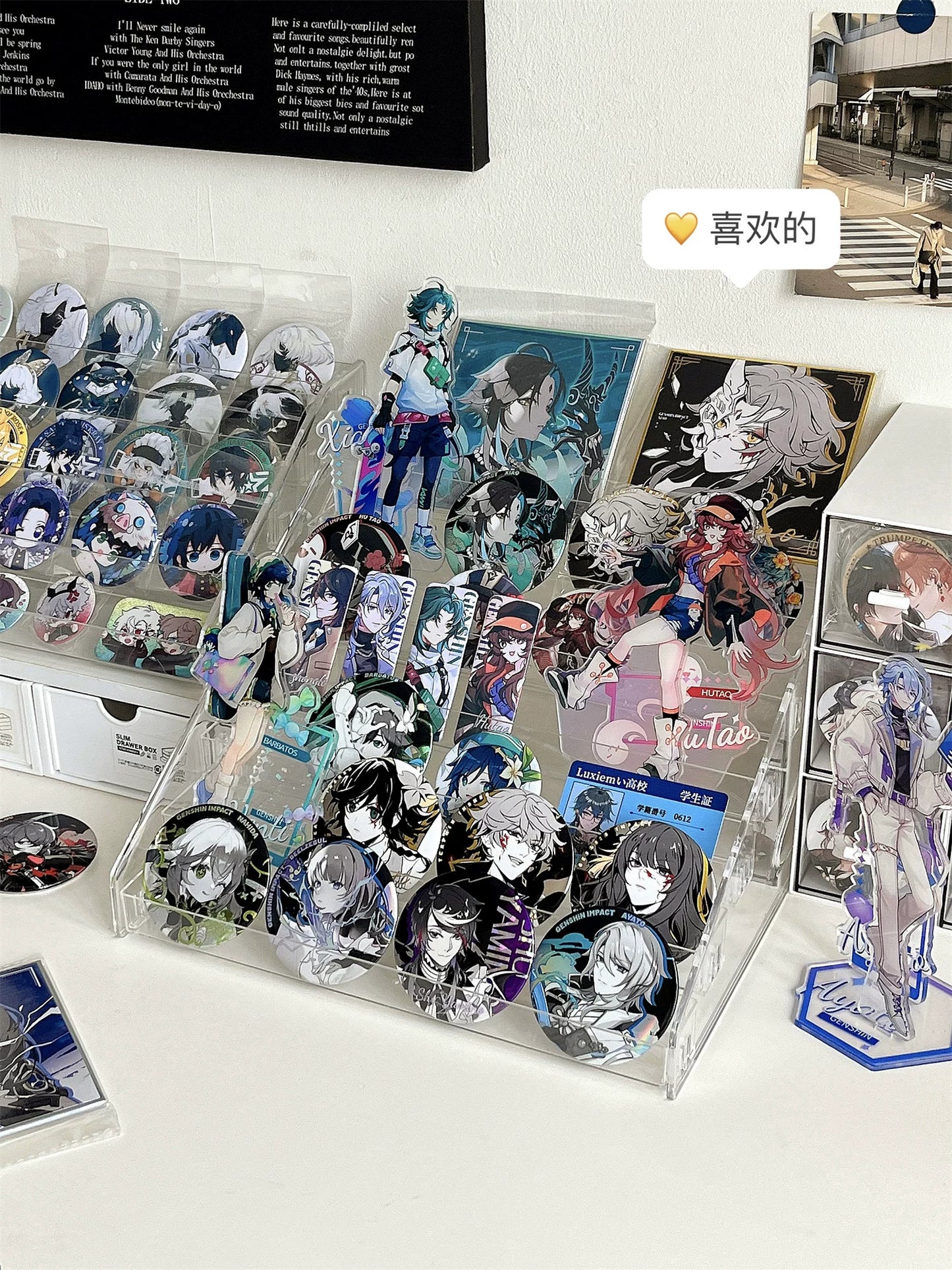 Acrylic Display Stand Transparent Desktop Millet Storage Box Ladder Shelf Peripheral Badge Desktop Storage Rack