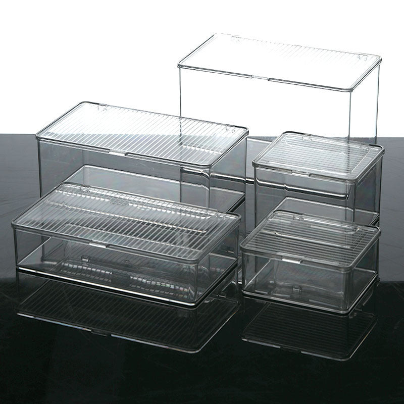 Desktop Storage Box with Lid Flip-Top Rectangular Transparent Acrylic Storage Box Kitchen Cosmetics Sundry Work Station