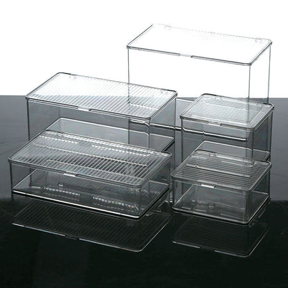 Desktop Storage Box with Lid Flip-Top Rectangular Transparent Acrylic Storage Box Kitchen Cosmetics Sundry Work Station