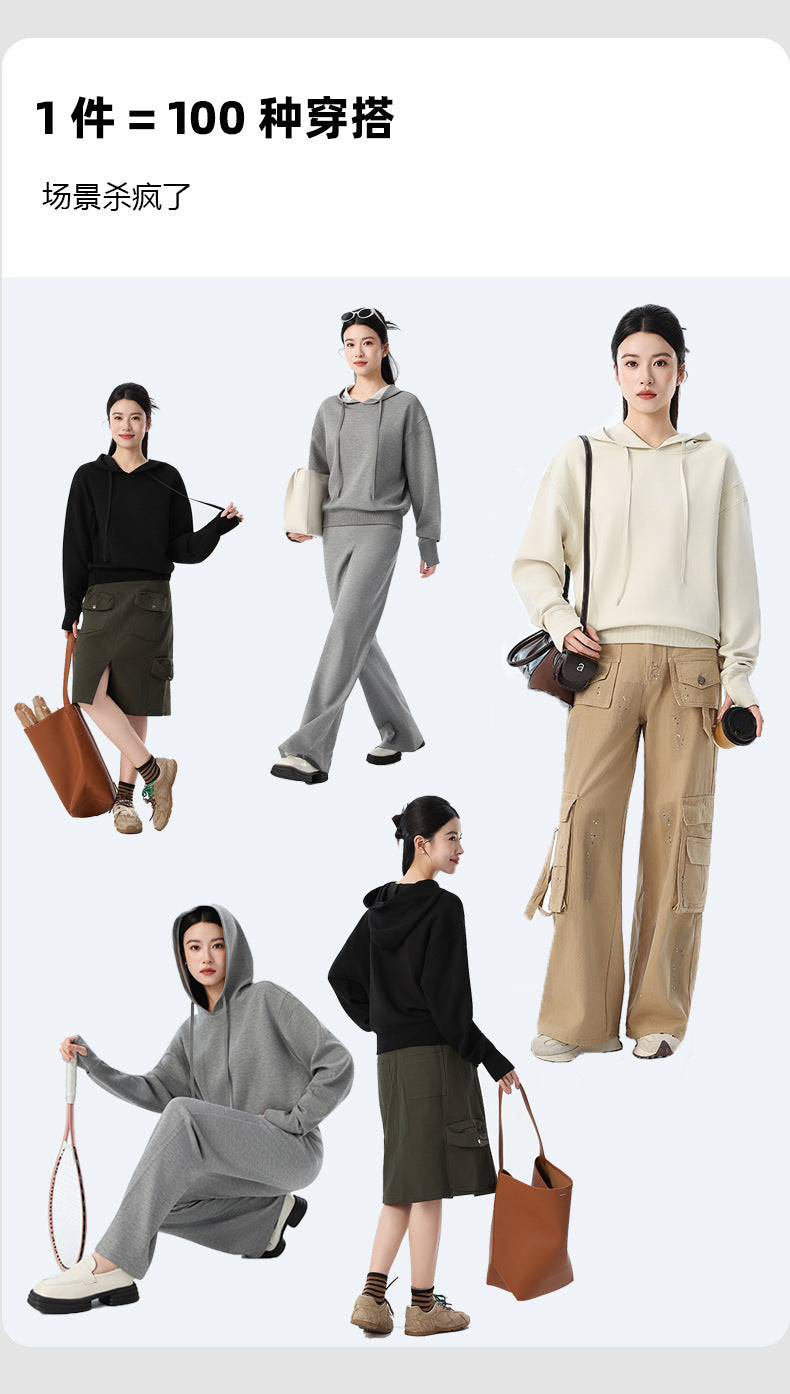 Couple Style Air Layer Hooded Top for Women, Lightweight, Breathable, High-End, Slim, Casual, Loose Sweatshirt, New Trendy Brand