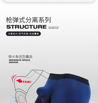 Men's Bullet-Style Spermatic Cord Separation Underwear, Ice Silk Pouch Boxer Briefs for Varicose Veins, Thin Style