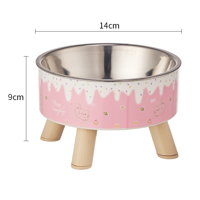 Pet stainless steel bowl non-slip large capacity dog bowl cat goblet bowl neck protection pet bowl anti-knock cat bowl new