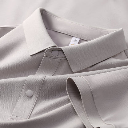 Cross-border Foreign Trade Copper Ammonia Silk T-shirt Men's Business Casual Short-sleeved Summer Gastrodia elata Mulberry Silk Lapel Men's Polo Shirt