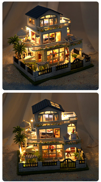 Tianyu DIY Hand-Assembled Mini Model Cabin Wooden House Toy Luminous Birthday Gift Wholesale Stereo