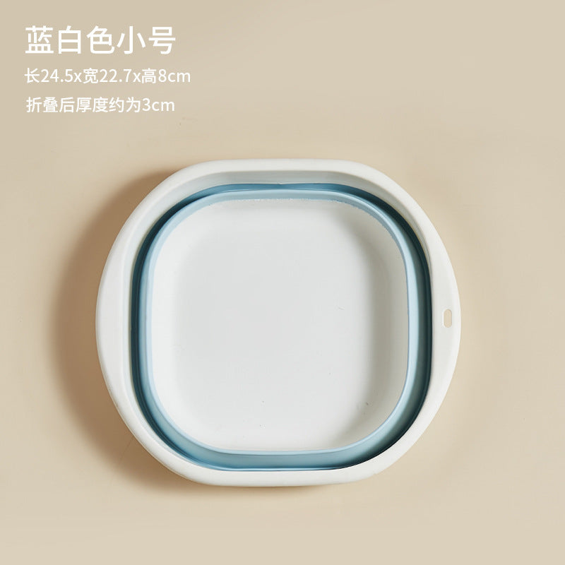 Portable Silicone Collapsible Washbasin Vegetable Washing Basin Student Dormitory Plastic Foot Soaking Foot Washing Basin Household Multi-purpose Basin