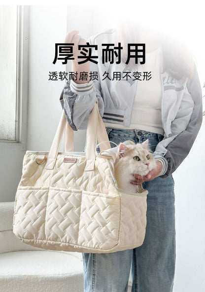 Cat Bag Outgoing Portable Breathable Shoulder Breathable Small Dog Bag Portable Lightweight Canvas Cat Pet Crossbody Backpack