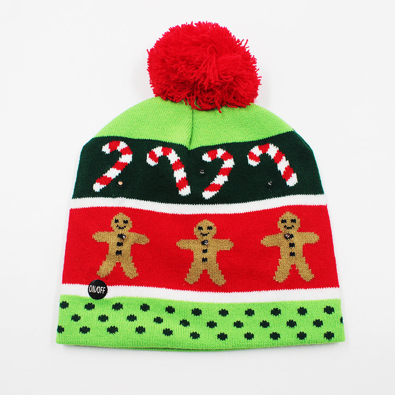 Korean Internet Celebrity Style Snowflake Christmas Hat, Warm and Cold-Proof Women's Knitted Hat with Pom-Pom, Ear-Protecting Yarn Hat, Light Luxury Style
