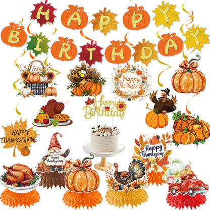 Amazon New Cross-Border Holiday Theme Party Supplies Thanksgiving Flag Banner Garland Hanging Decorations