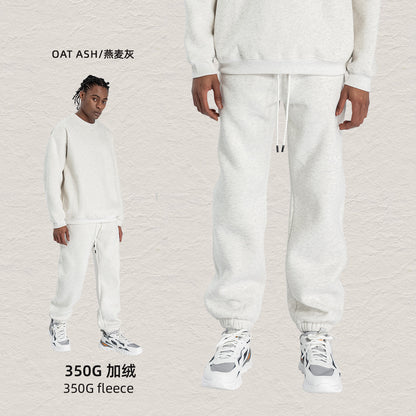 Cai Xiang Island Men's Clothing | Autumn and Winter 350g Dopamine Fleece Oversized Loose Trendy Brand Men's Sweatshirt and Pants Set