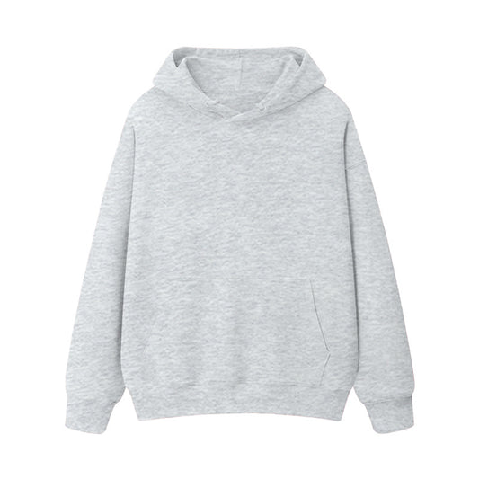 Fleece-lined thick loose hooded sweater women's autumn and winter warm top student couple wear solid color coat foreign trade women's clothing