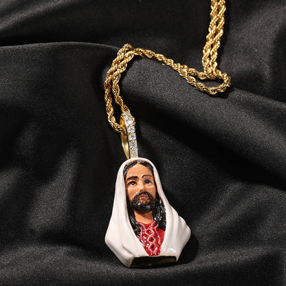 European and American New Products Copper Material Enamel Men's Avatar Personalized Hip-Hop Pendant Necklace Trendy Accessories Jewelry Wholesale