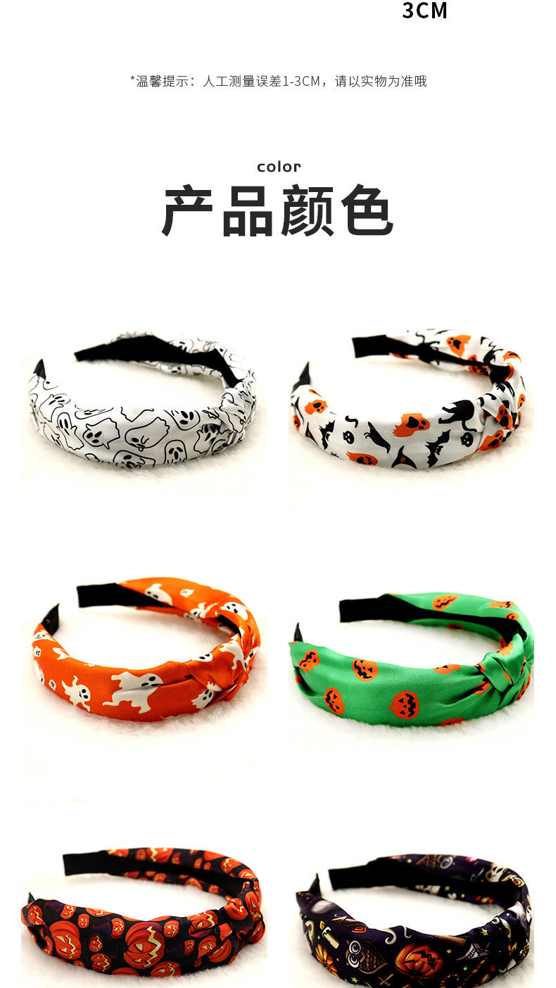 Cross-border wholesale Amazon Halloween pumpkin knotted hairband high cranial top headband hairpin high sense hair cave hair accessories