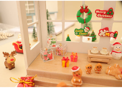 Dollhouse Doll House Snowman Christmas Tree Ginger Biscuit Man Decoration Scene Ornaments Model Christmas Wreath