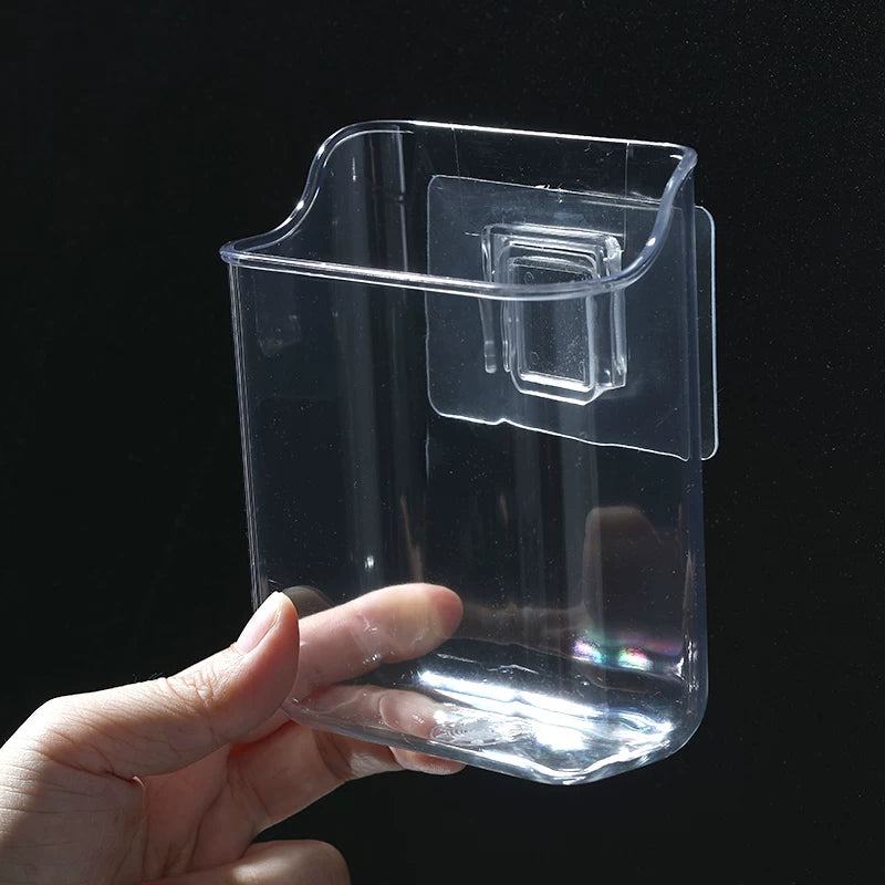 Desktop Wall Hanging Storage Box with Transparent Acrylic Cosmetics Bathroom Stationery Station Kitchen Storage Rack Bedside