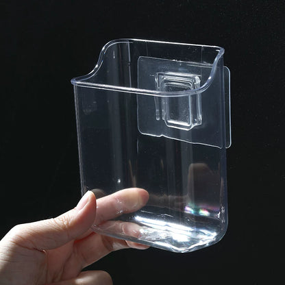 Desktop Wall Hanging Storage Box with Transparent Acrylic Cosmetics Bathroom Stationery Station Kitchen Storage Rack Bedside