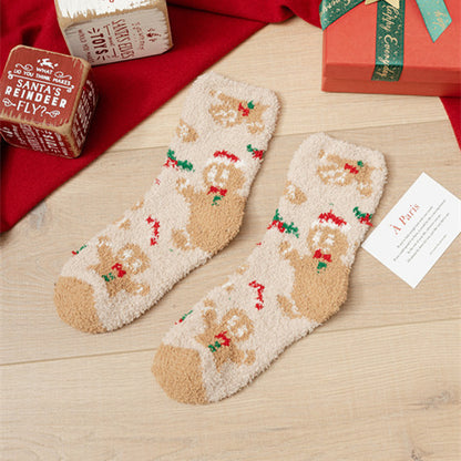 Coral fleece Christmas socks autumn and winter thick tube socks New Year gift socks cartoon Christmas socks cross-border wholesale