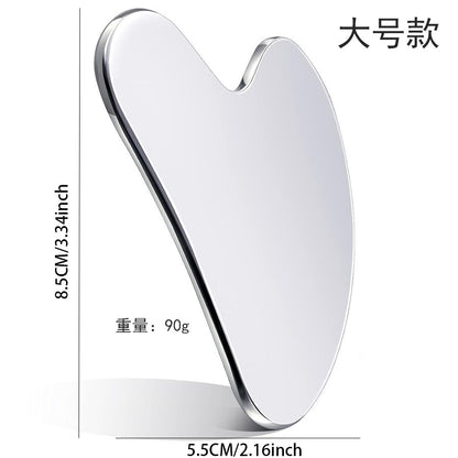 Factory direct stainless steel large heart-shaped scraping plate hand face scraping metal massage beauty tools wholesale