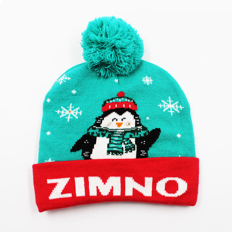 Korean Internet Celebrity Style Snowflake Christmas Hat, Warm and Cold-Proof Women's Knitted Hat with Pom-Pom, Ear-Protecting Yarn Hat, Light Luxury Style