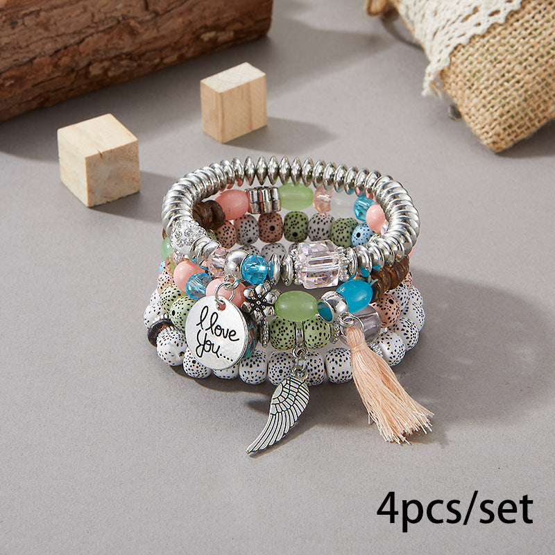 European and American Cross-Border Hot-Selling New Bohemian Bracelets Creative Tassel Multi-Layer Beaded Bracelets Fashion Jewelry