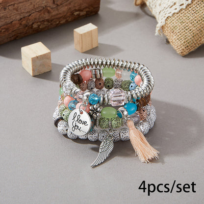 European and American Cross-Border Hot-Selling New Bohemian Bracelets Creative Tassel Multi-Layer Beaded Bracelets Fashion Jewelry