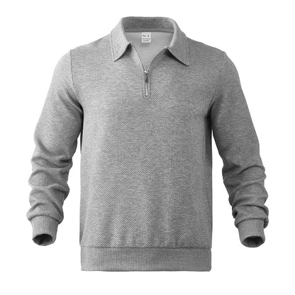 Cross-Border Men's Clothing Amazon American Retro Heavyweight Autumn Sweatshirt Jacquard Long-Sleeved Lapel Half-Zip Men's Top