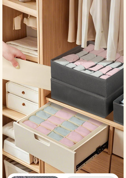 Fabric Underwear Storage Box with Compartments for Home Use, Drawer-Style Storage with Dividers for Organizing Socks