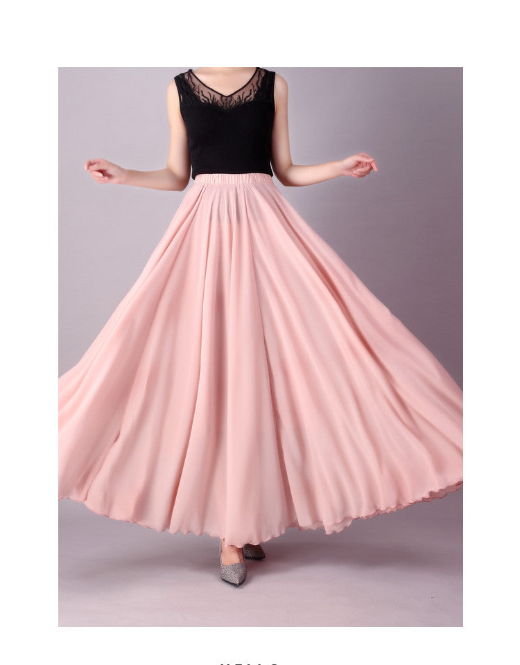 720 Degree Double Layer Large Swing Skirt Chiffon Classical Dance Ethnic Dance Skirt Dance Long Skirt Square Dance Practice Xinjiang Dance