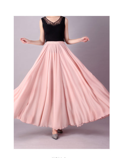 720 Degree Double Layer Large Swing Skirt Chiffon Classical Dance Ethnic Dance Skirt Dance Long Skirt Square Dance Practice Xinjiang Dance