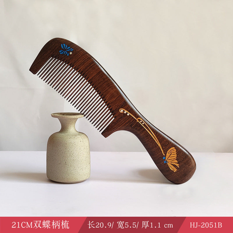 Sandalwood Comb for Meridian Scalp Massage, Anti-Static Hair Comb for Women, Medium-Tooth Volumizing Comb, Meridian Comb Gift Box