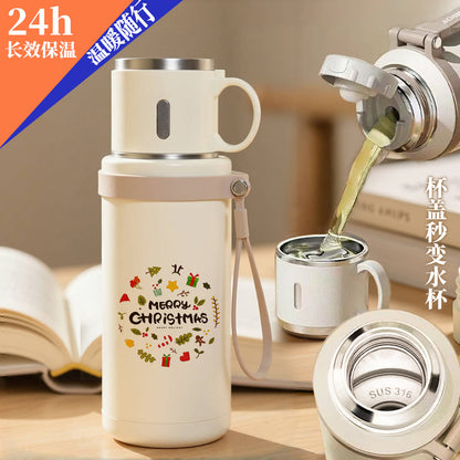Foreign Trade Christmas Gift Thermos Cup, Large Capacity Water Bottle, Outdoor Sports Water Bottle, Cold-Keeping Ice Cup, Customizable