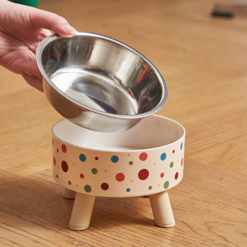 Pet Bowl Anti-overturning Cat Bowl Pet Stainless Steel Dog Bowl Cat Neck Protection High Foot Bowl Dog Food Utensils Cross-border New